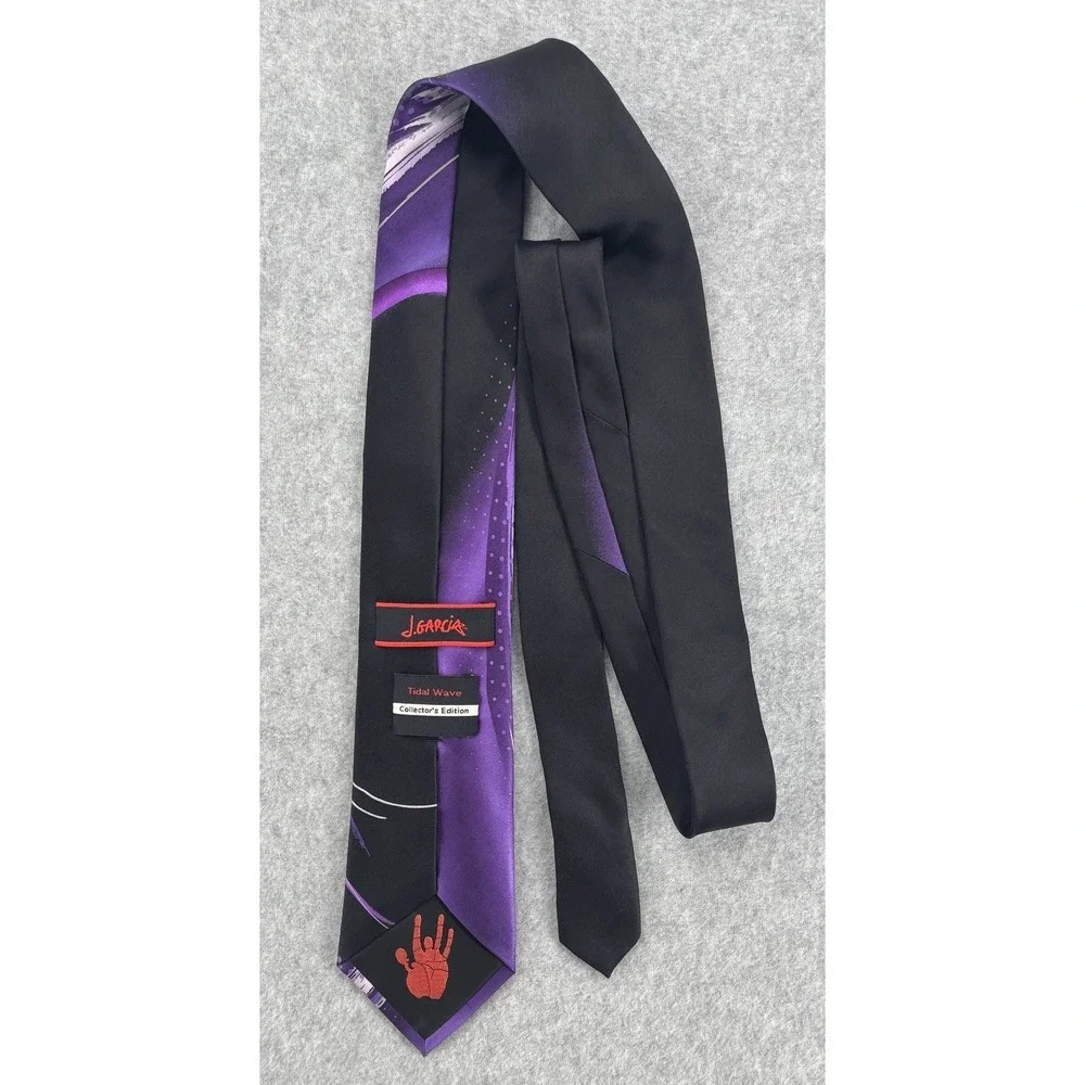 J Garcia Tidal Wave‎ Collector's Edition Tie Purple Black Abstract Art Necktie